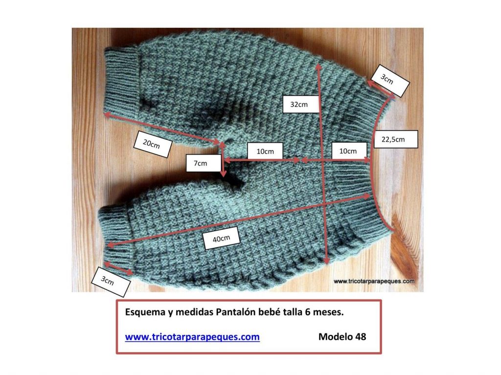 Pantalones de punto para bebé de 6 pants for baby 6 months old. Modelo 48. - Tricotar para - Knitting for kids