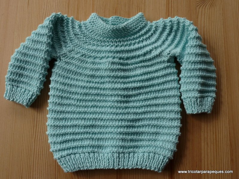 camisa Oceano densidad Jersey de algodón, para bebé 0-3 meses, sin costuras. Newborn pull in  cotton, seamless. Modelo 52. - Tricotar para peques - Knitting for kids